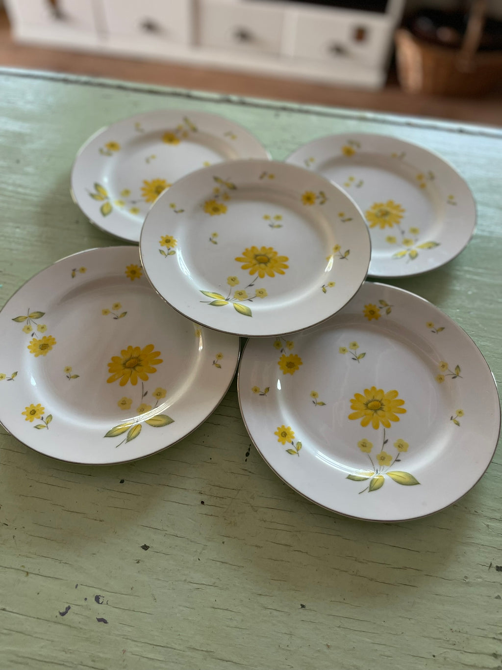 Sheffield "Sunshine" salad plates, set of 5.