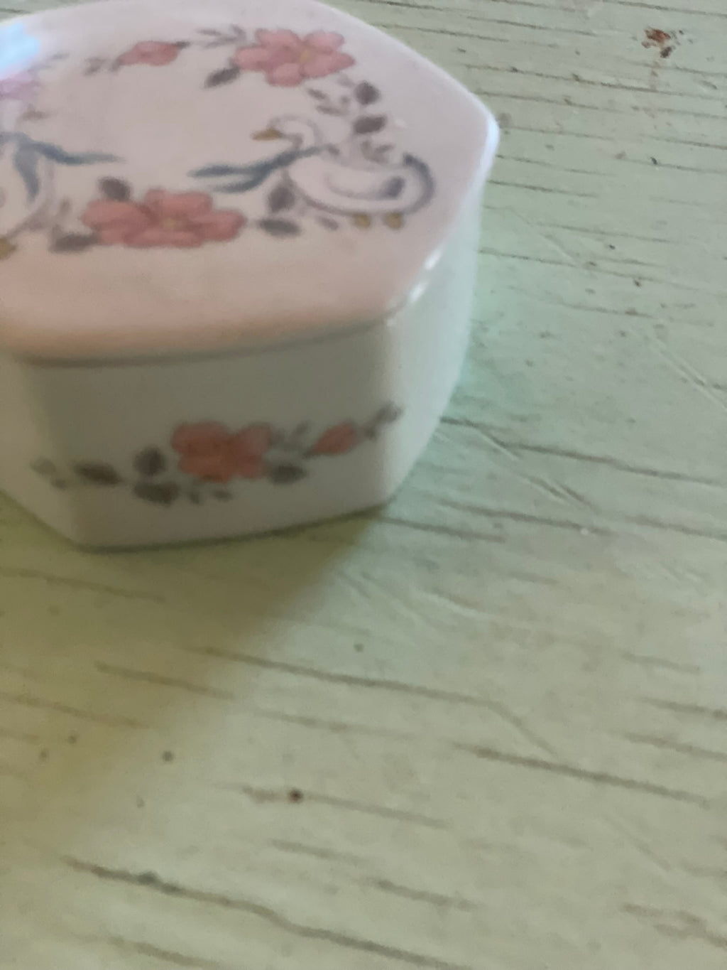 Vintage Flower and Geese Trinket Box