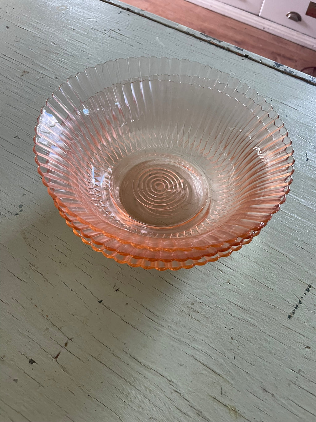 Pink Depression Glass Serving Bowls, Petalware by Macbeth Evans - Set of 3
