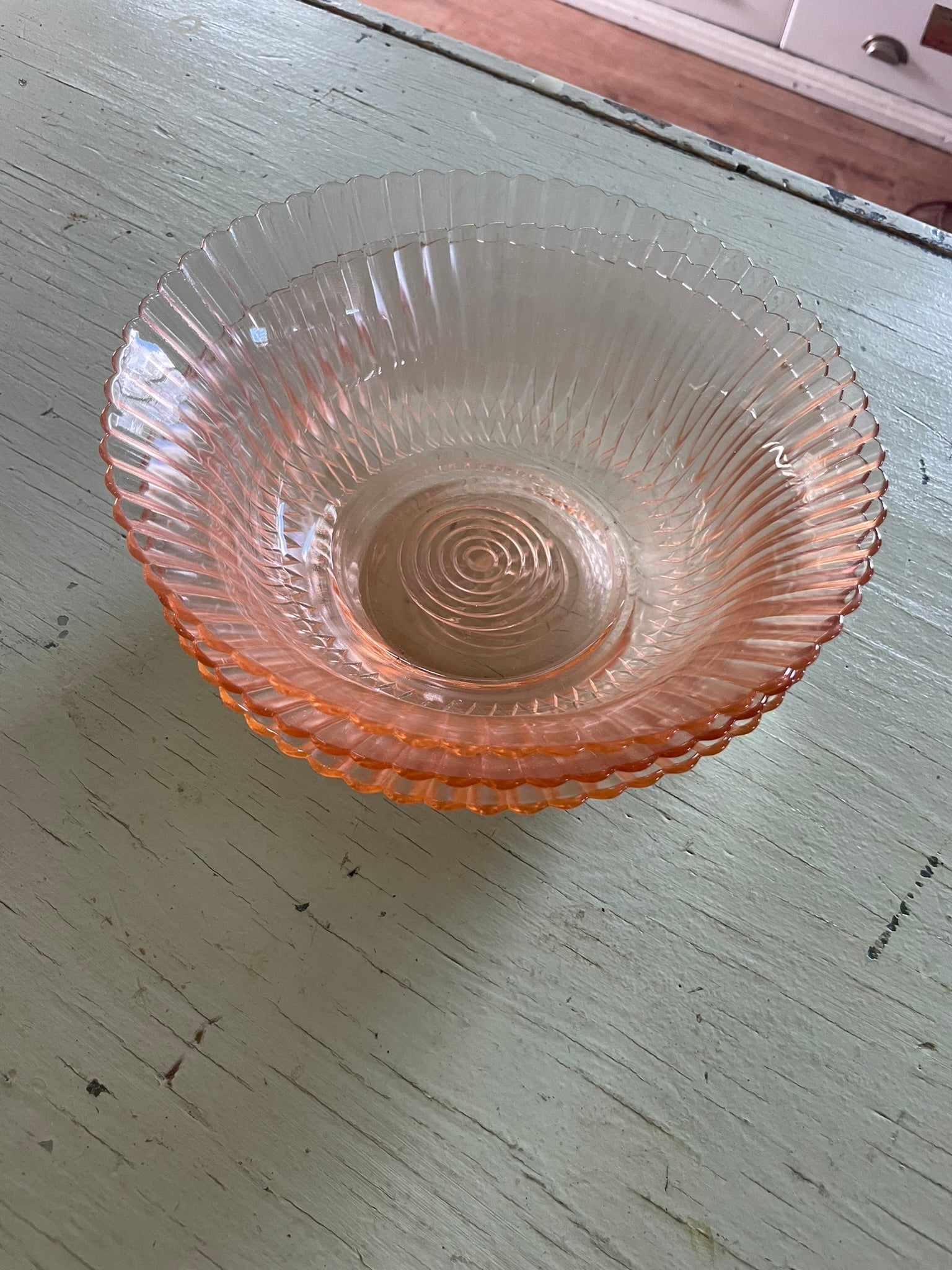 Pink Depression Glass Serving Bowls, Petalware by Macbeth Evans - Set of 3