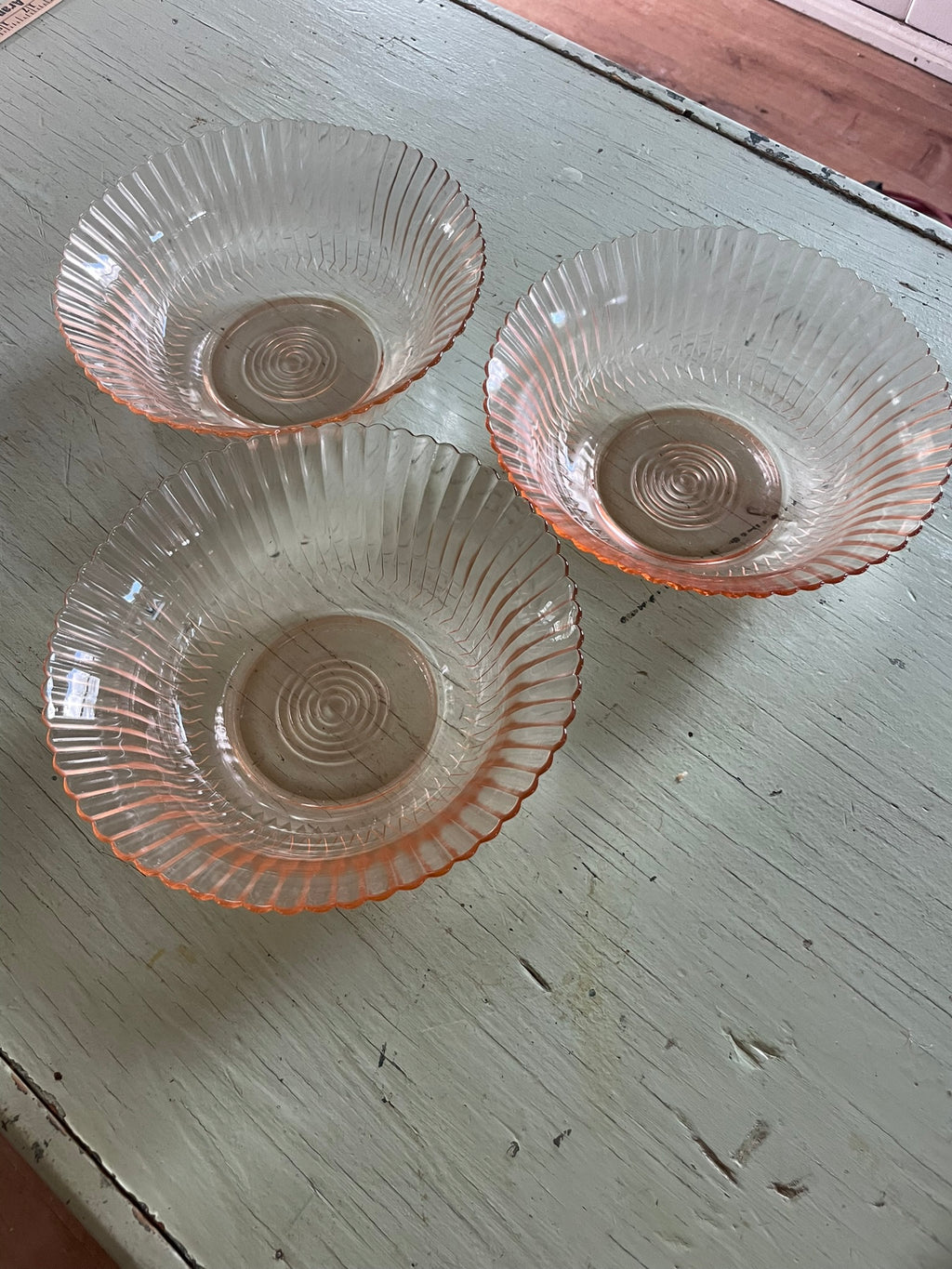 Pink Depression Glass Serving Bowls, Petalware by Macbeth Evans - Set of 3