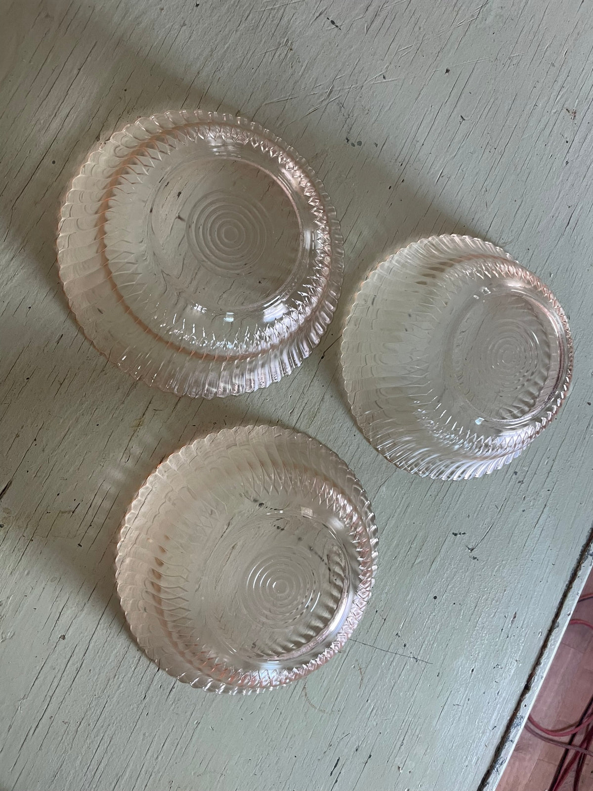 Pink Depression Glass Serving Bowls, Petalware by Macbeth Evans - Set of 3