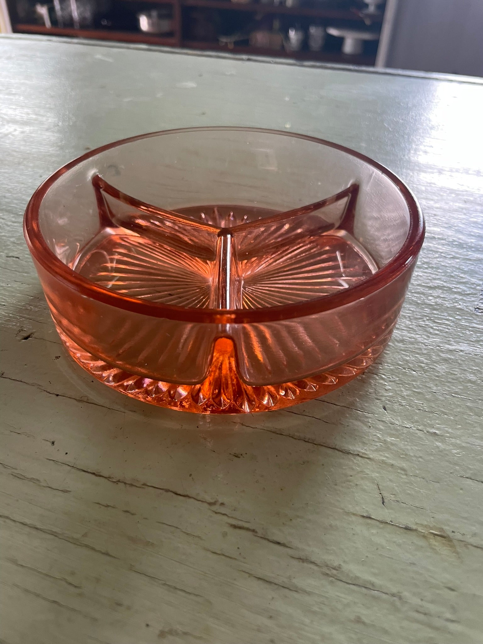 Pink Depression Glass Divided Relish Dish
