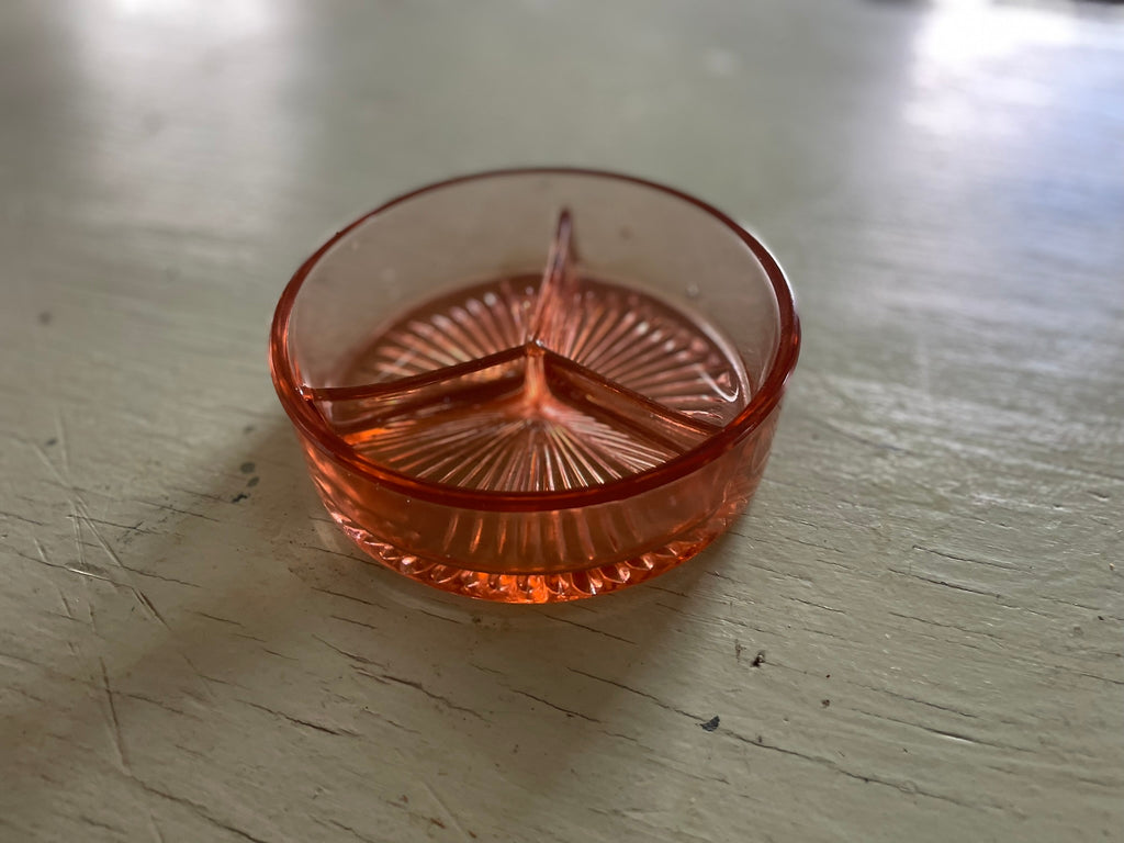 Pink Depression Glass Divided Relish Dish
