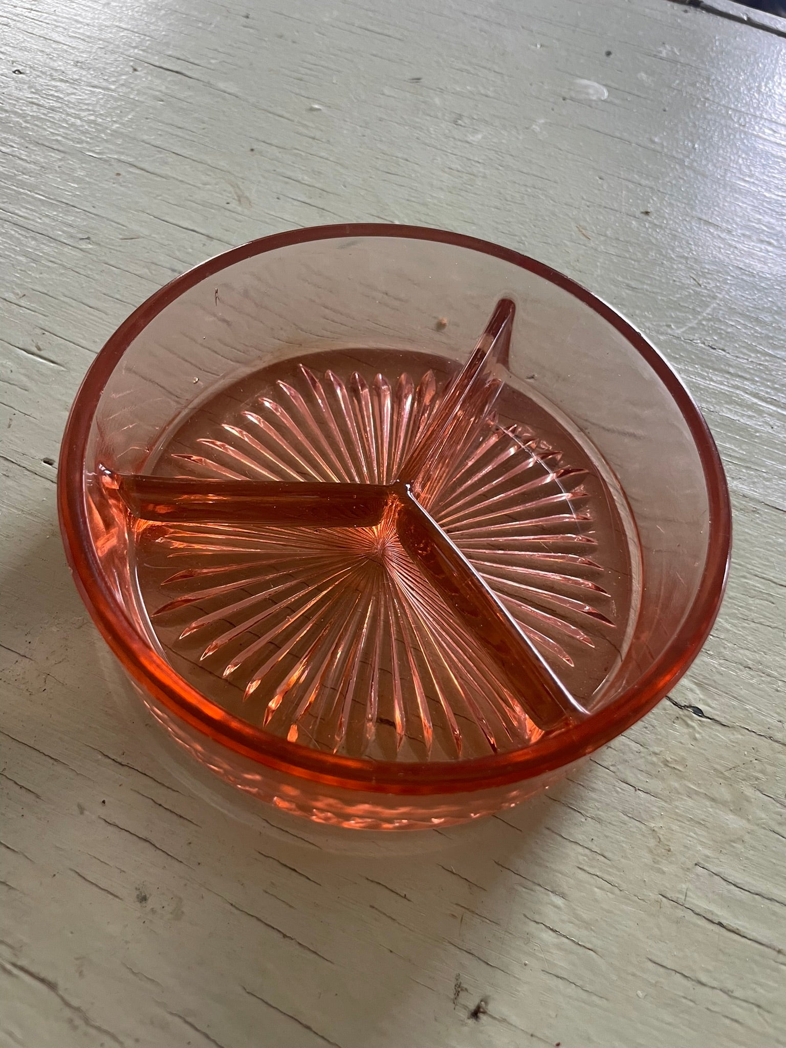 Pink Depression Glass Divided Relish Dish