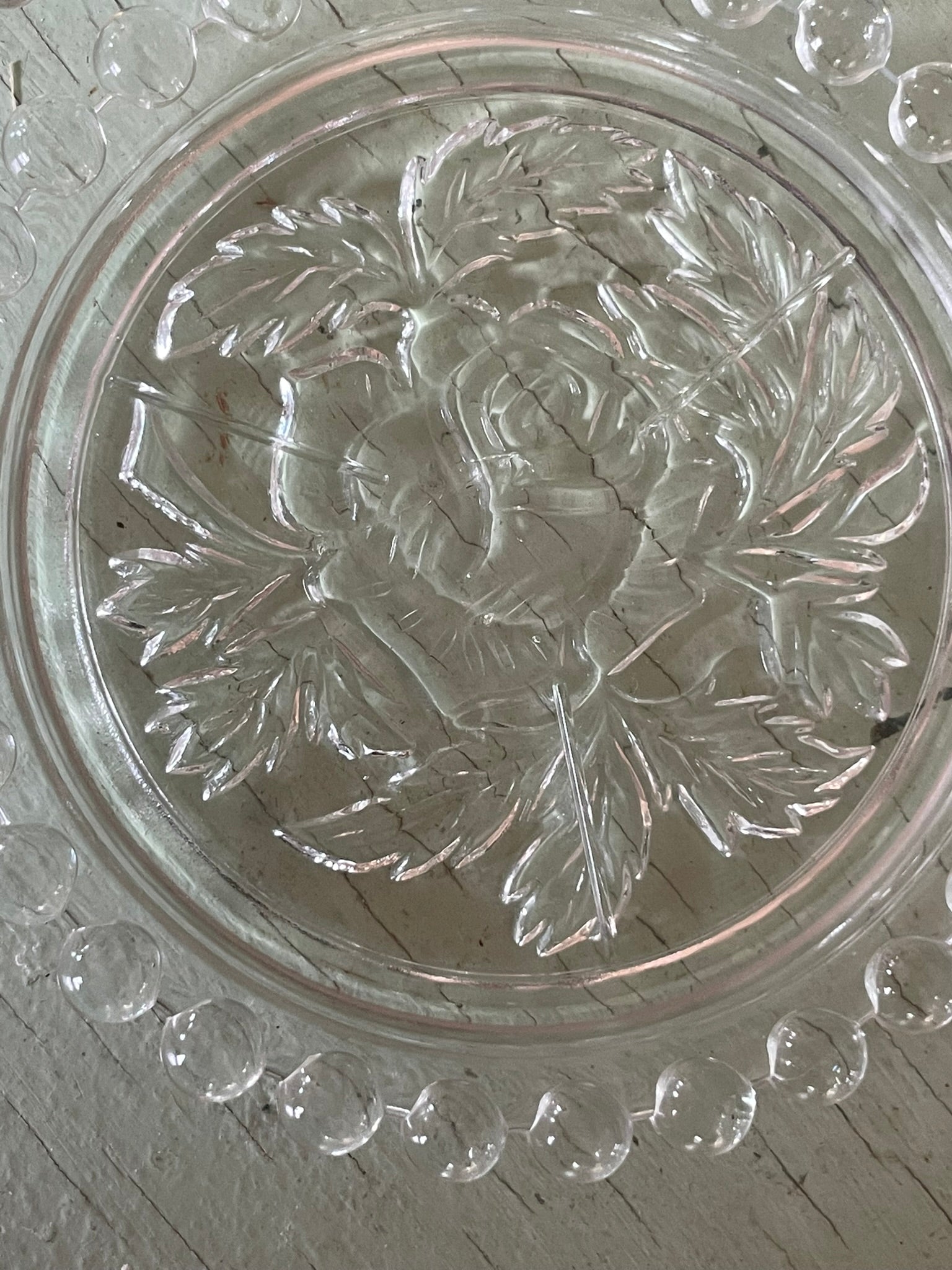 Vintage Embossed Rose Glass Coasters - Set of 5