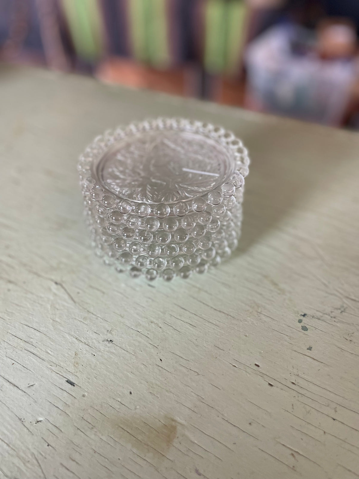 Vintage Embossed Rose Glass Coasters - Set of 5