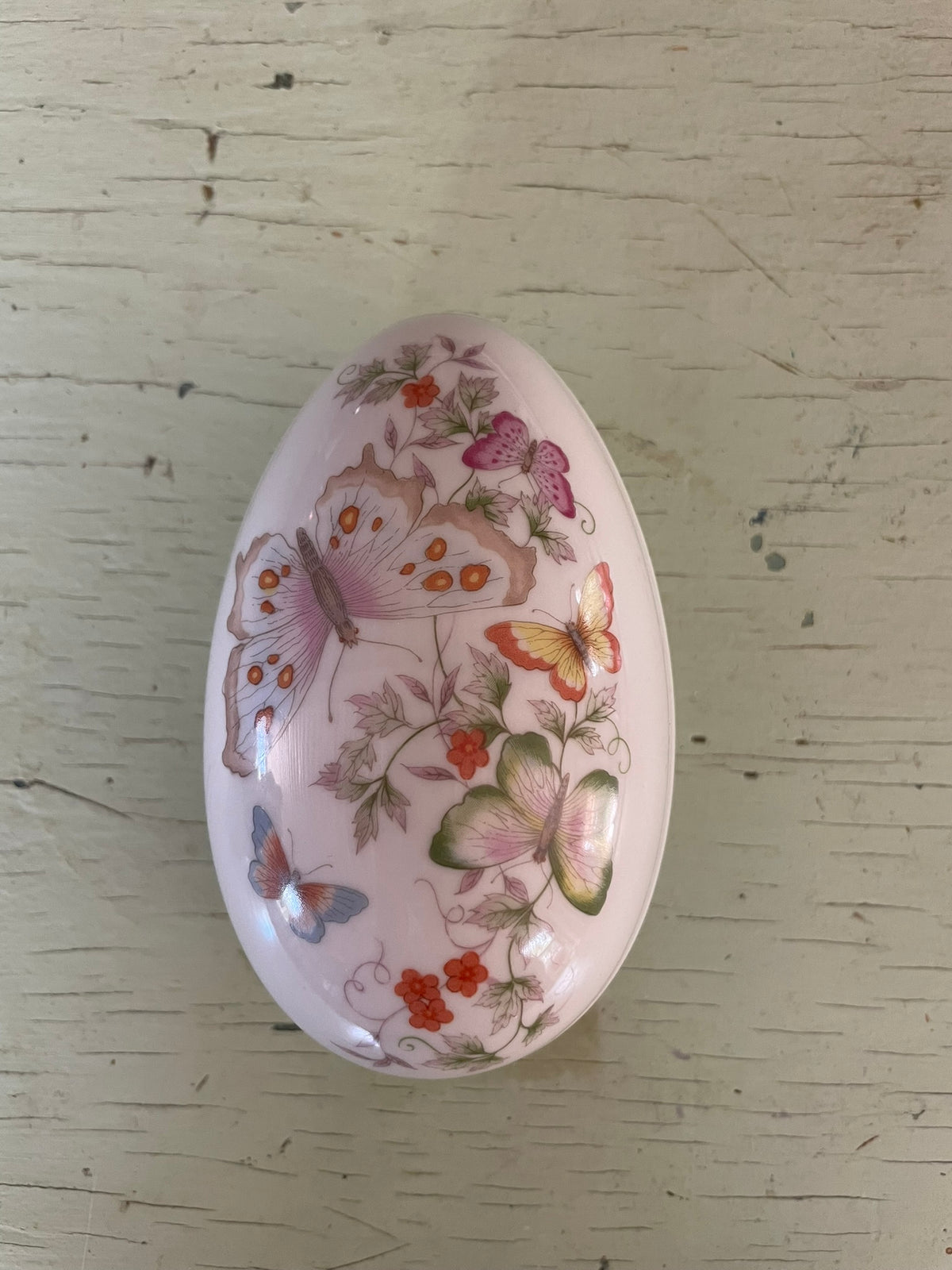 Vintage Avon Porcelain Egg with Butterflies Trinket Box