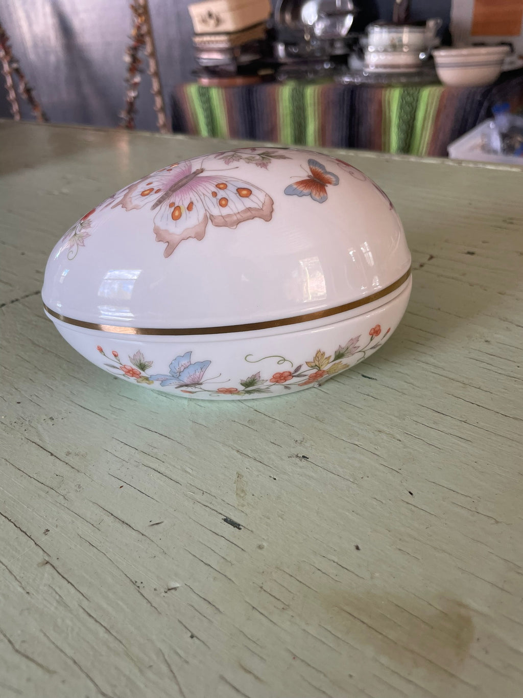 Vintage Avon Porcelain Egg with Butterflies Trinket Box
