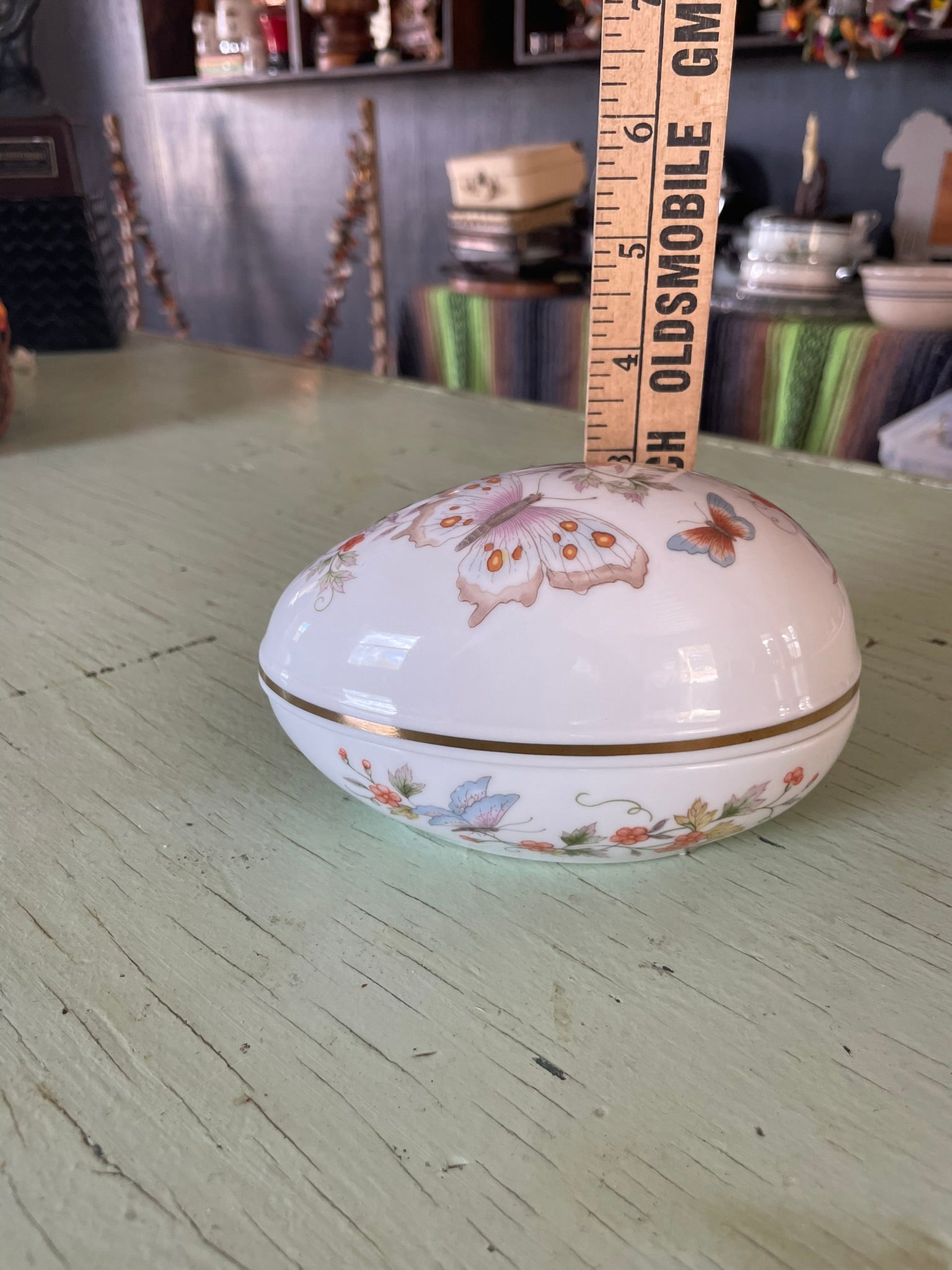 Vintage Avon Porcelain Egg with Butterflies Trinket Box
