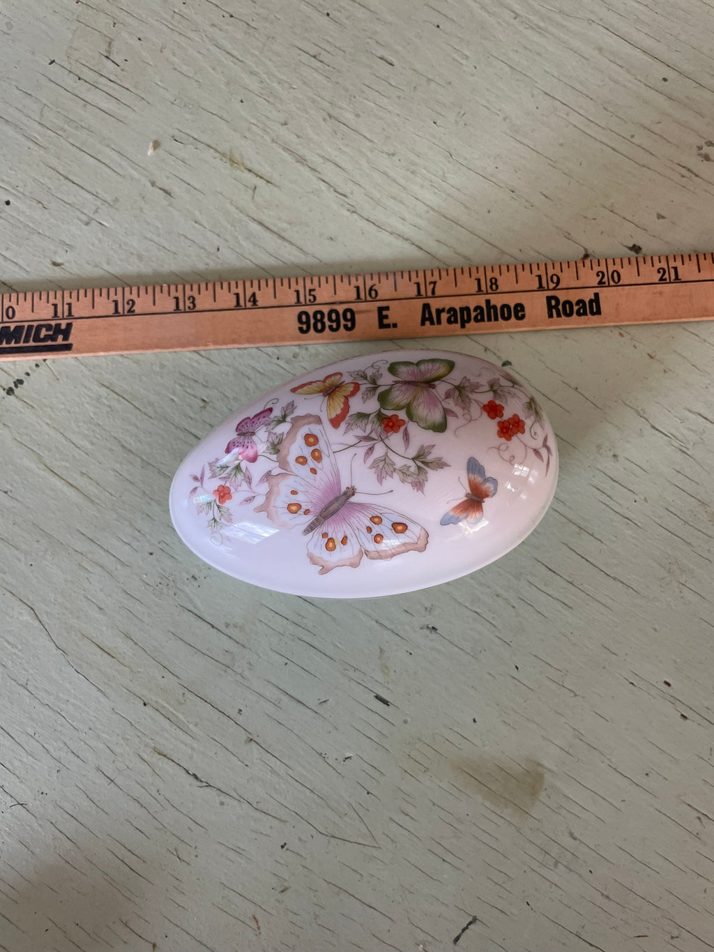 Vintage Avon Porcelain Egg with Butterflies Trinket Box
