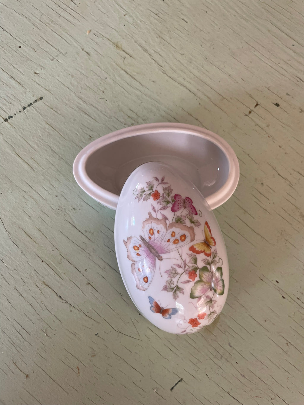 Vintage Avon Porcelain Egg with Butterflies Trinket Box