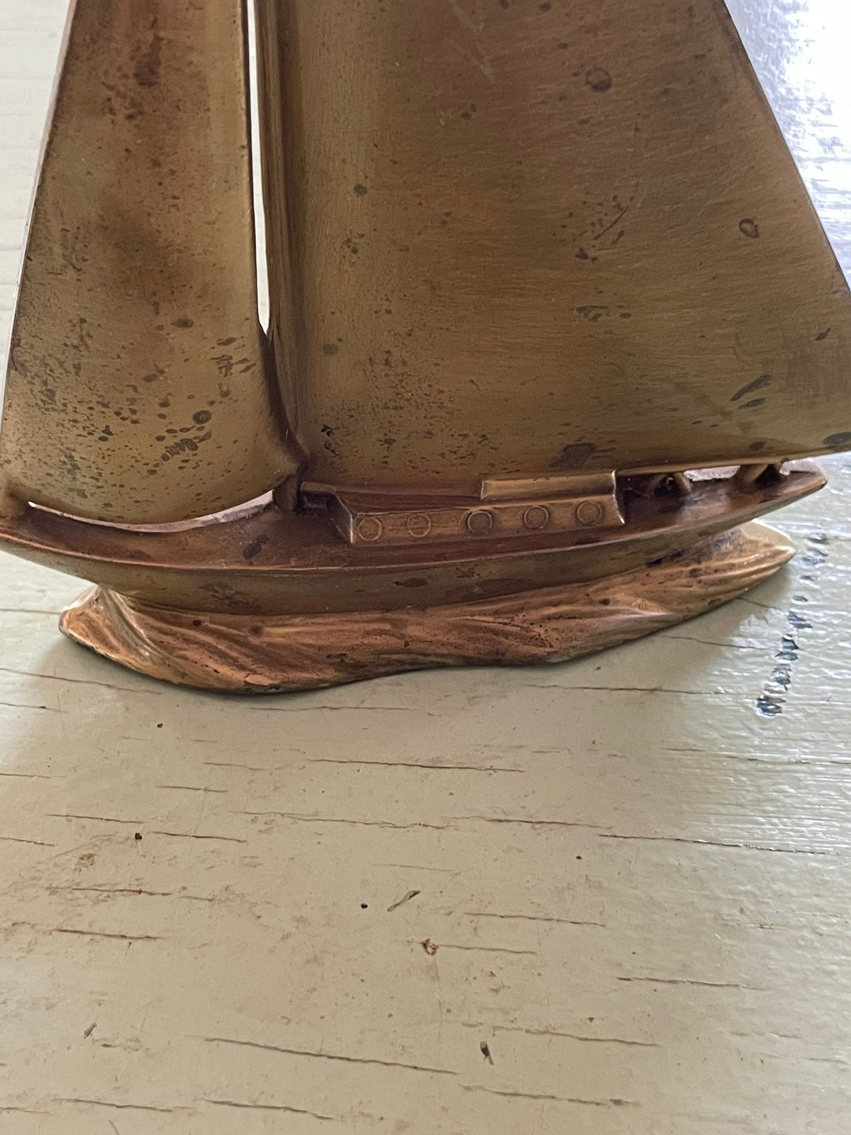 Vintage Large Brass Sailboat Figurine – Mid-Century Nautical Charm