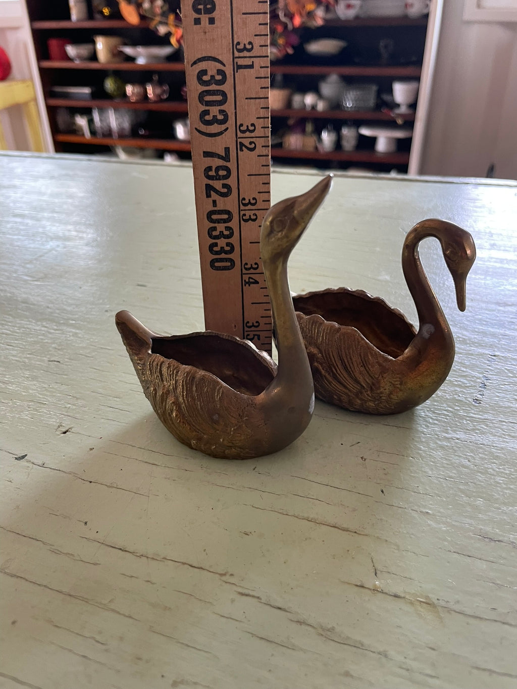 Vintage Brass Swan Trinket Dishes – Pair
