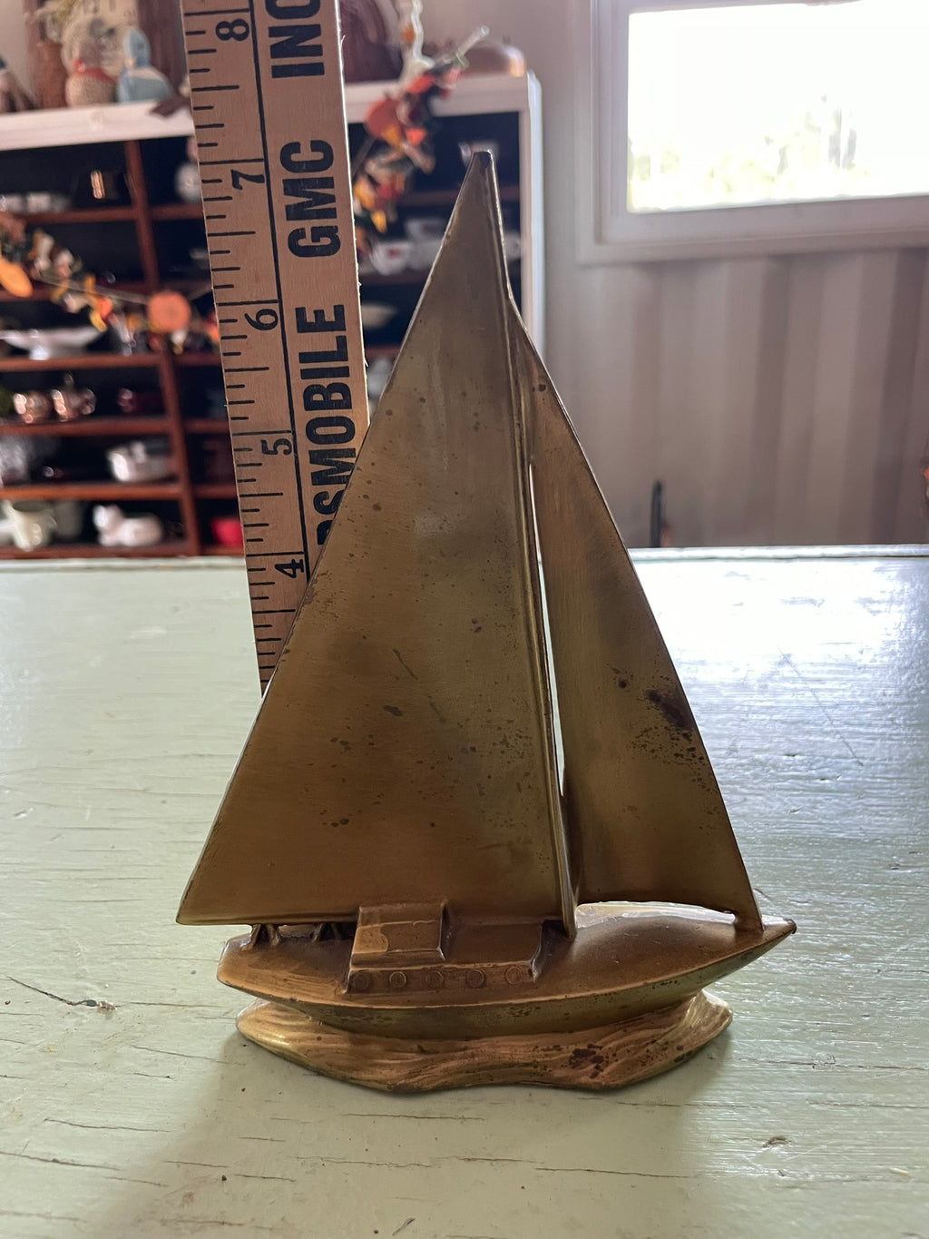 Vintage Large Brass Sailboat Figurine – Mid-Century Nautical Charm