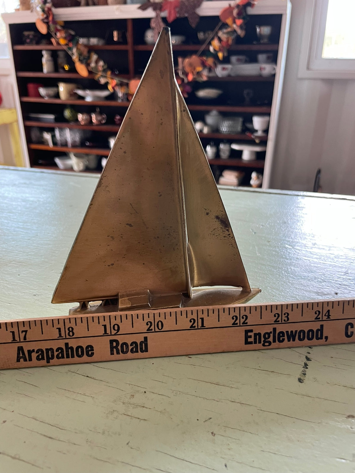 Vintage Large Brass Sailboat Figurine – Mid-Century Nautical Charm