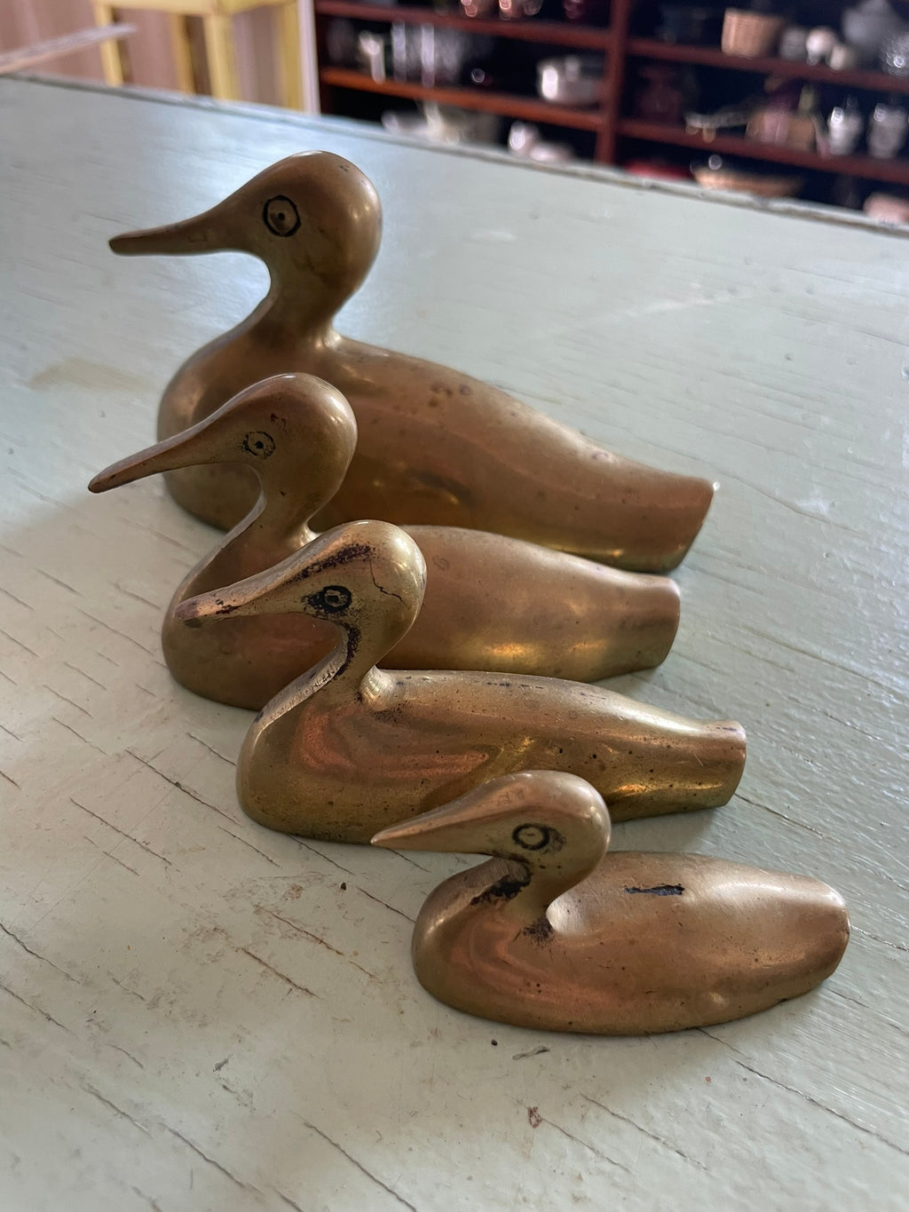 Vintage Brass Duck Family – Set of 4 Graduated Figurines