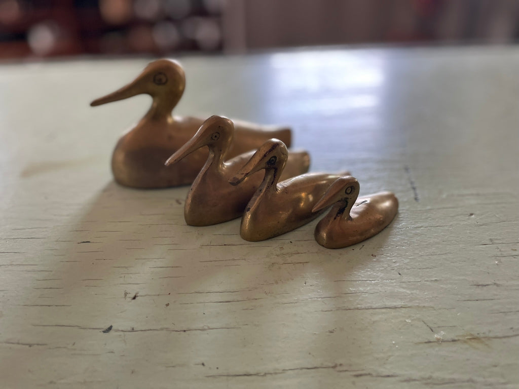 Vintage Brass Duck Family – Set of 4 Graduated Figurines
