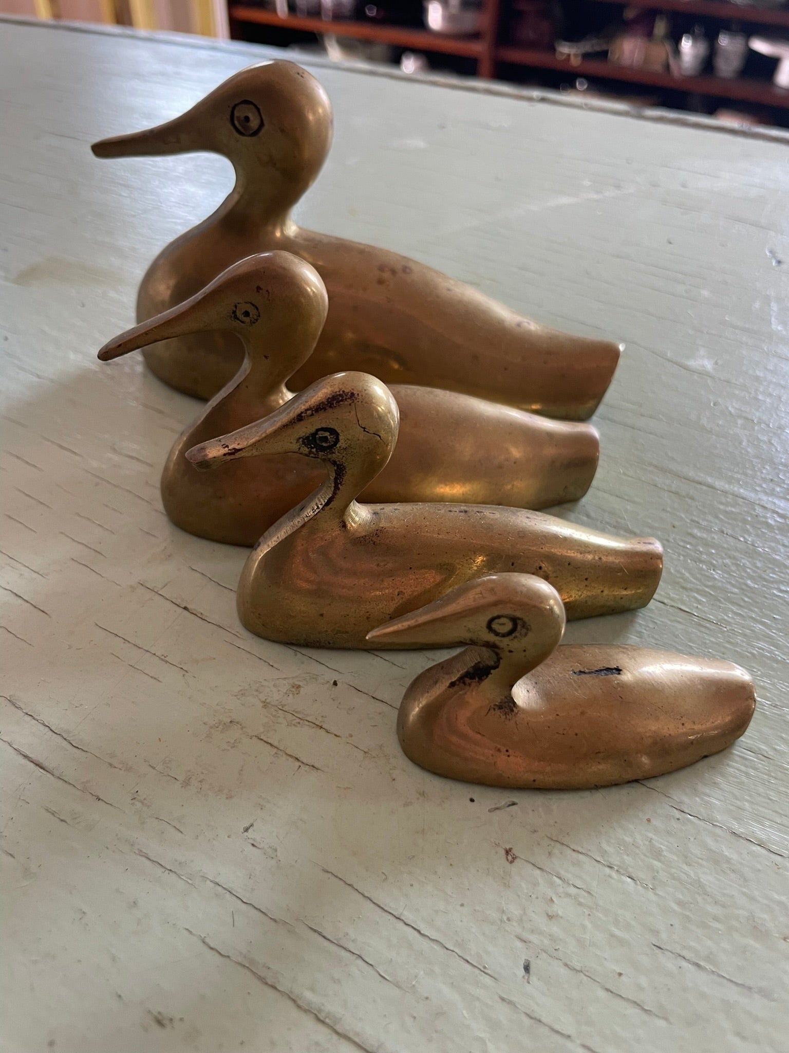 Vintage Brass Duck Family – Set of 4 Graduated Figurines