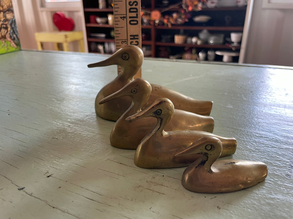 Vintage Brass Duck Family – Set of 4 Graduated Figurines