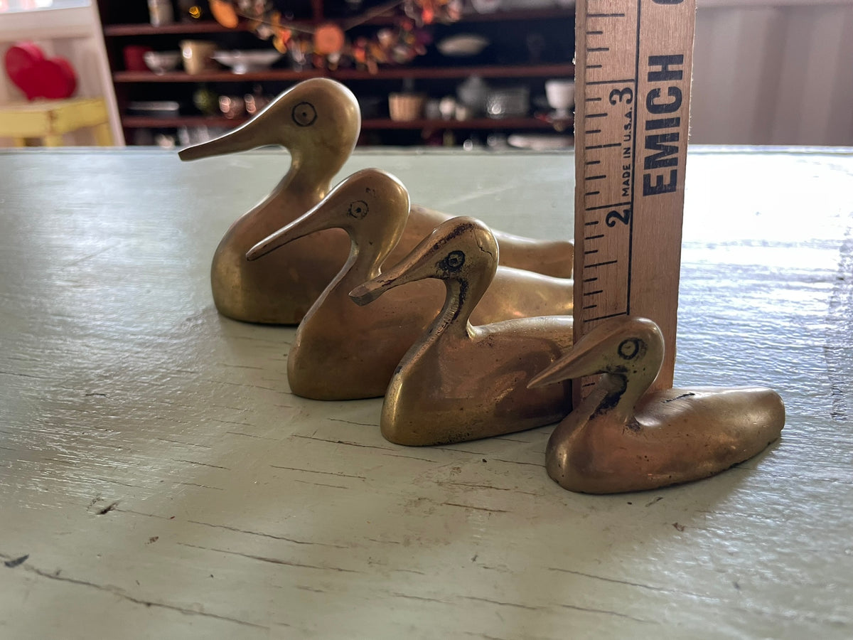 Vintage Brass Duck Family – Set of 4 Graduated Figurines