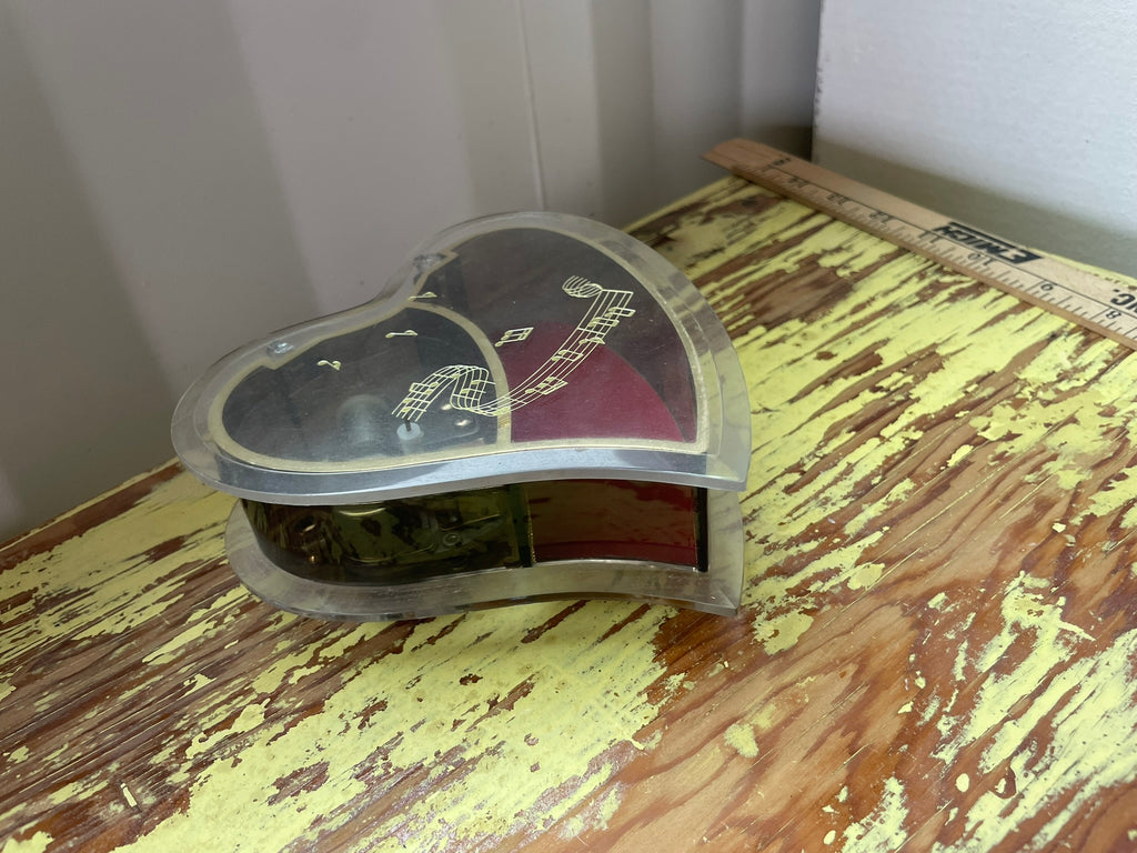 Vintage Heart-Shaped Music Box with Gold-Tone Trim