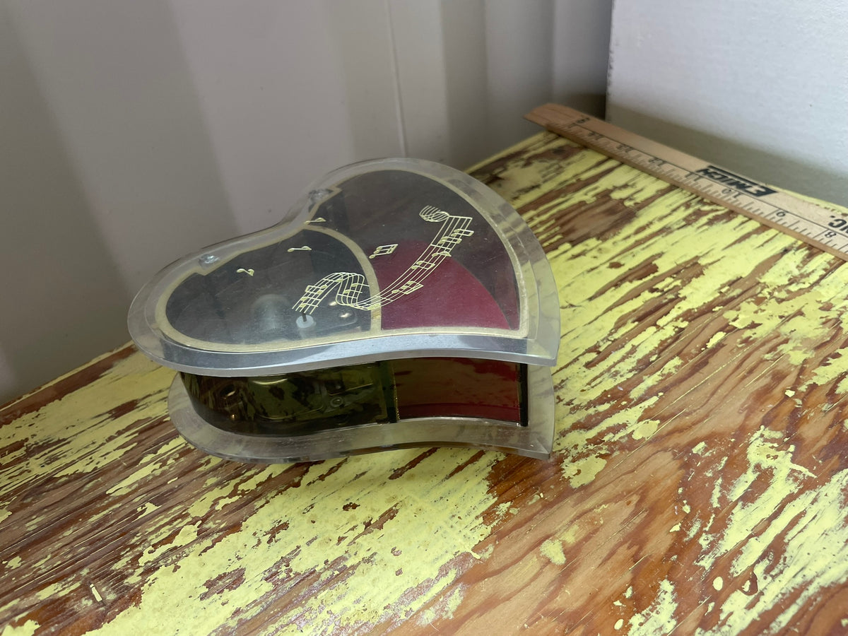 Vintage Heart-Shaped Music Box with Gold-Tone Trim