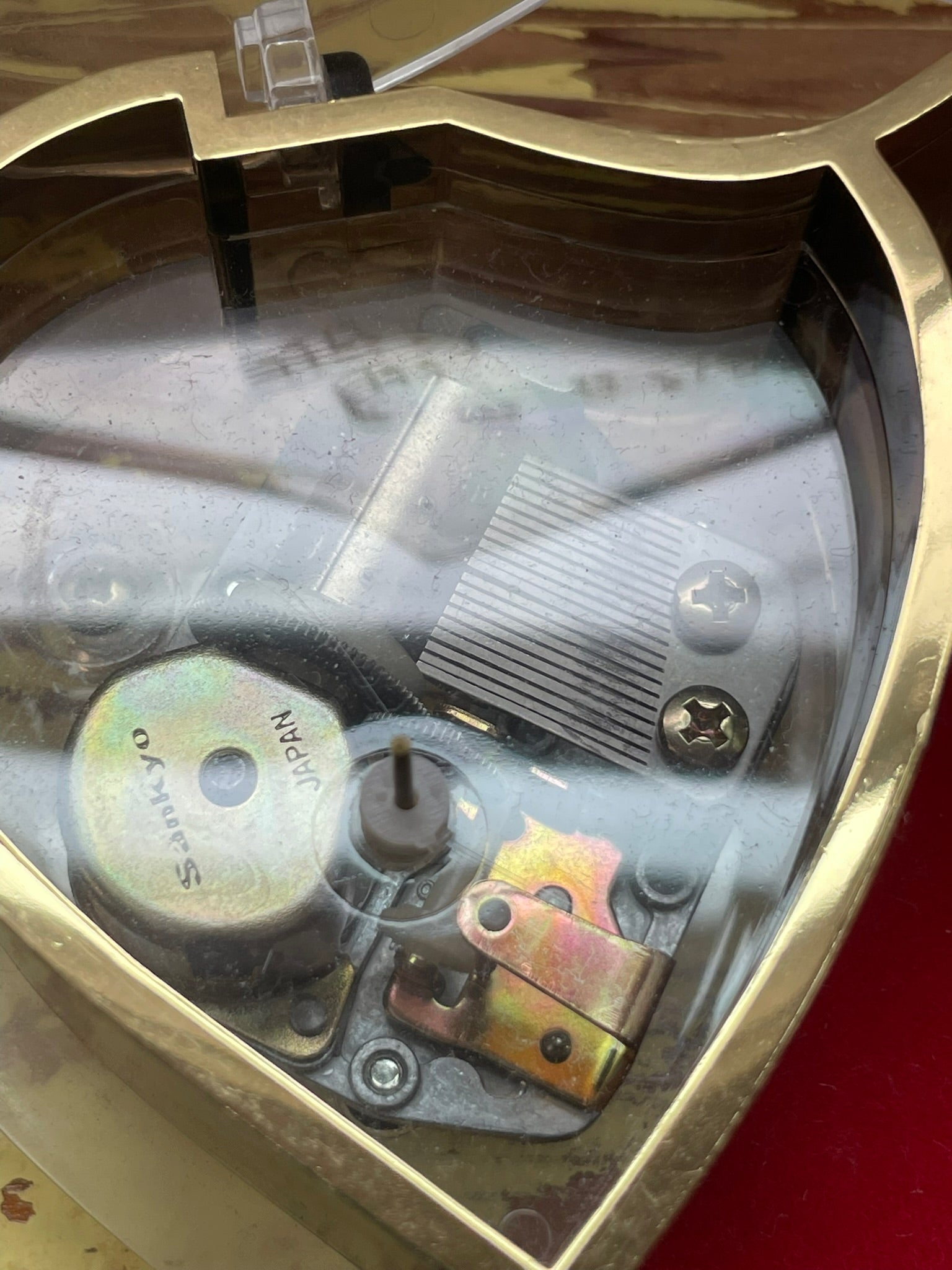 Vintage Heart-Shaped Music Box with Gold-Tone Trim