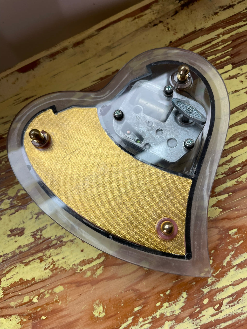 Vintage Heart-Shaped Music Box with Gold-Tone Trim