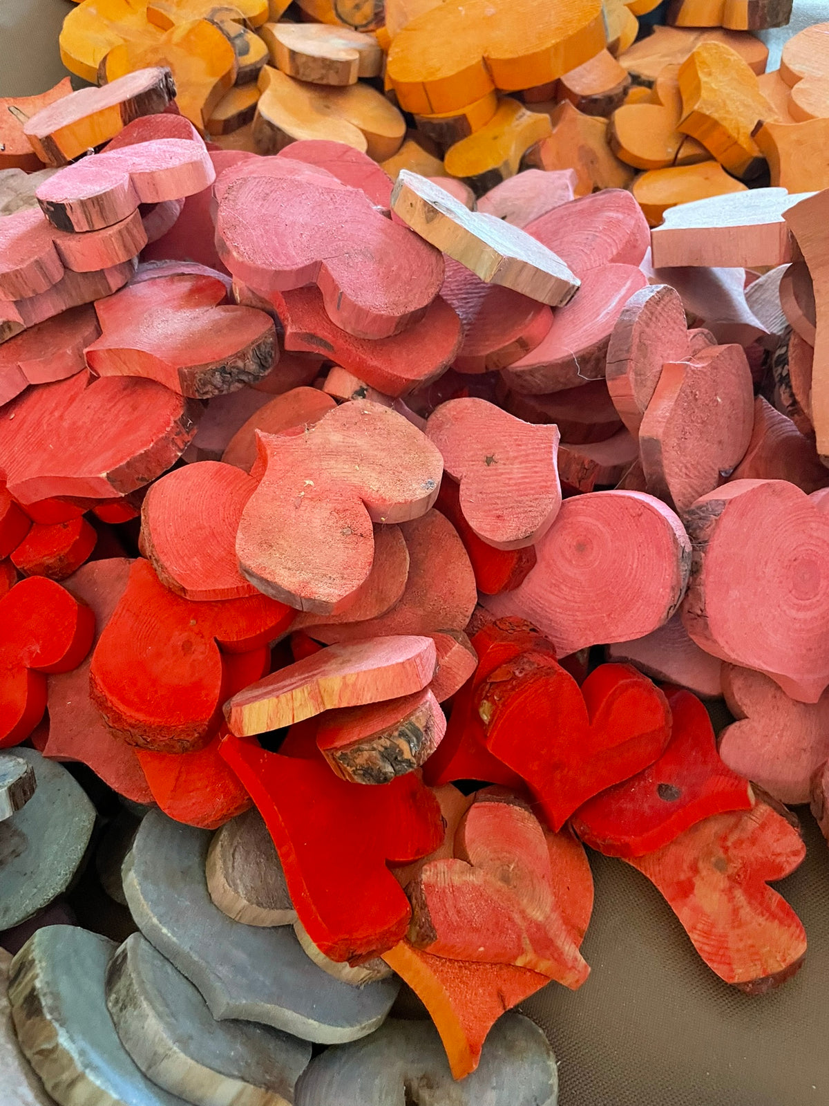 1 lb Bulk Hand-Cut Wooden Hearts – Choose Your Color!