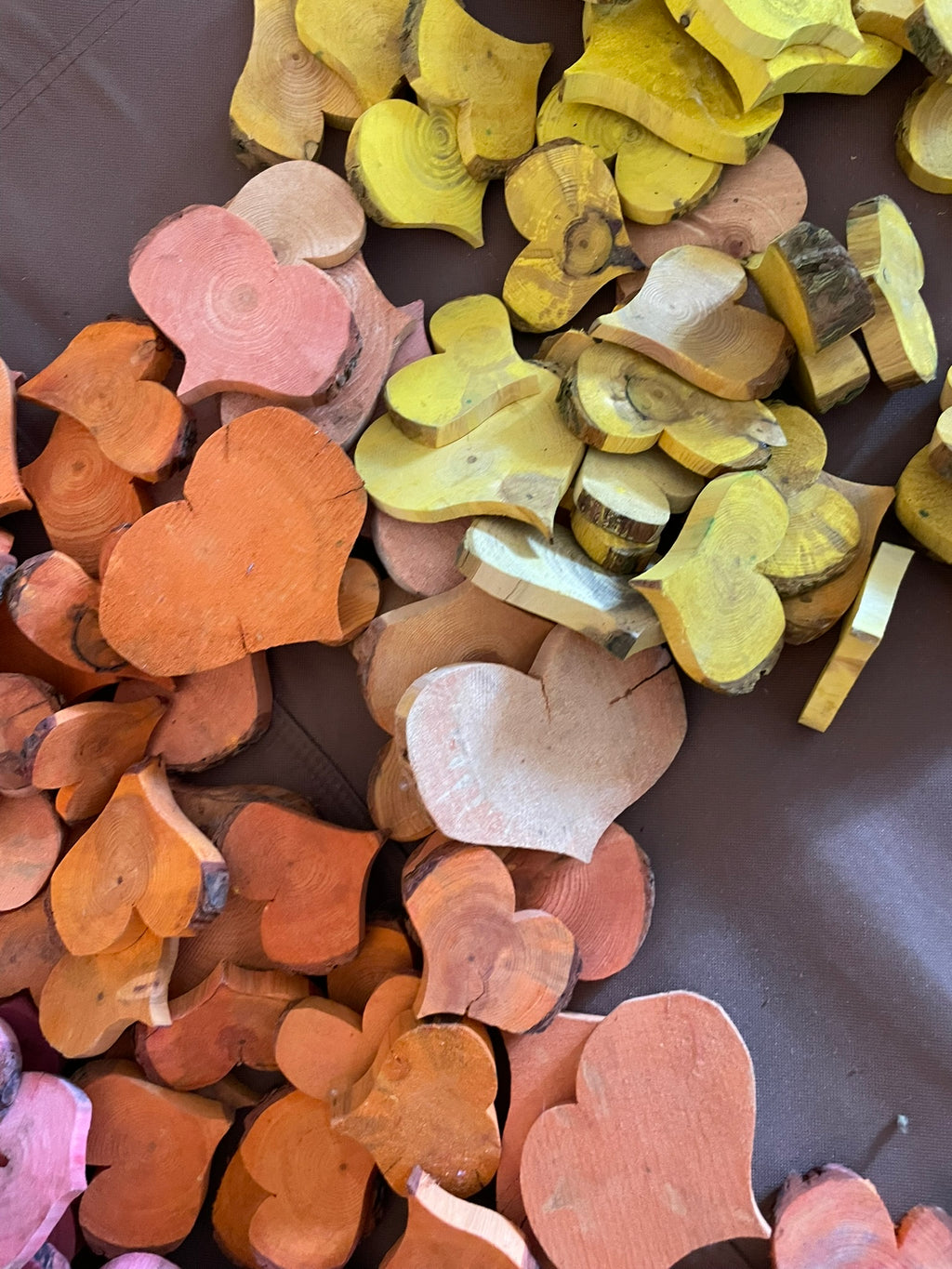 1 lb Bulk Hand-Cut Wooden Hearts – Choose Your Color!
