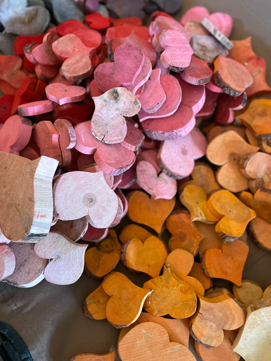 1 lb Bulk Hand-Cut Wooden Hearts – Choose Your Color!