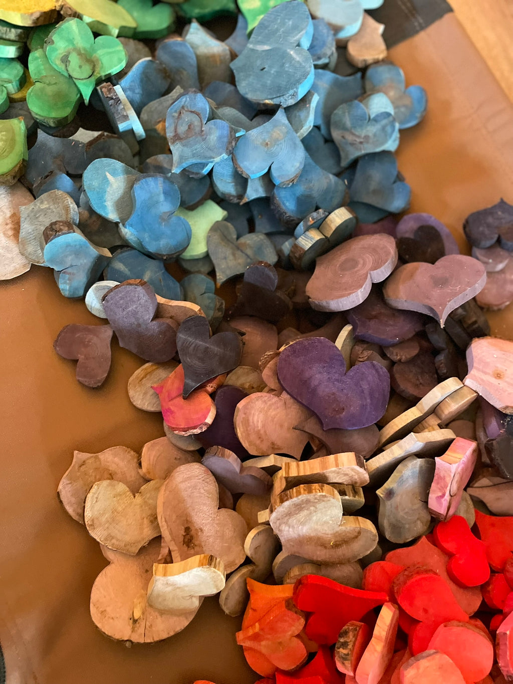 1 lb Bulk Hand-Cut Wooden Hearts – Choose Your Color!