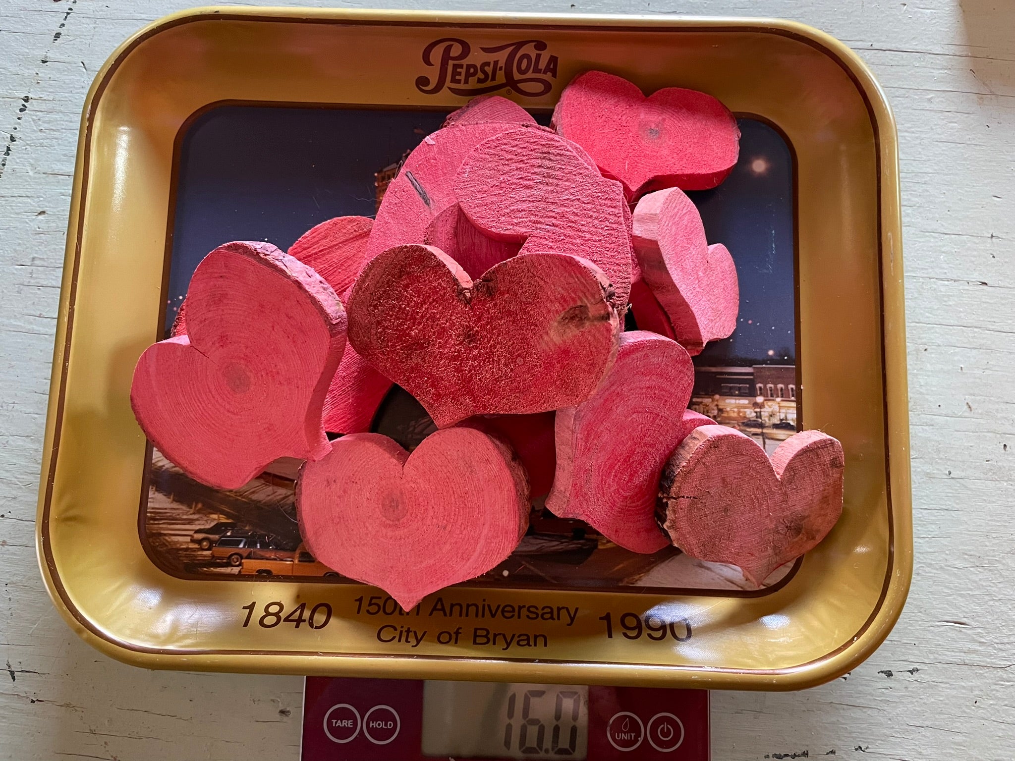 1 lb Bulk Hand-Cut Wooden Hearts – Choose Your Color!