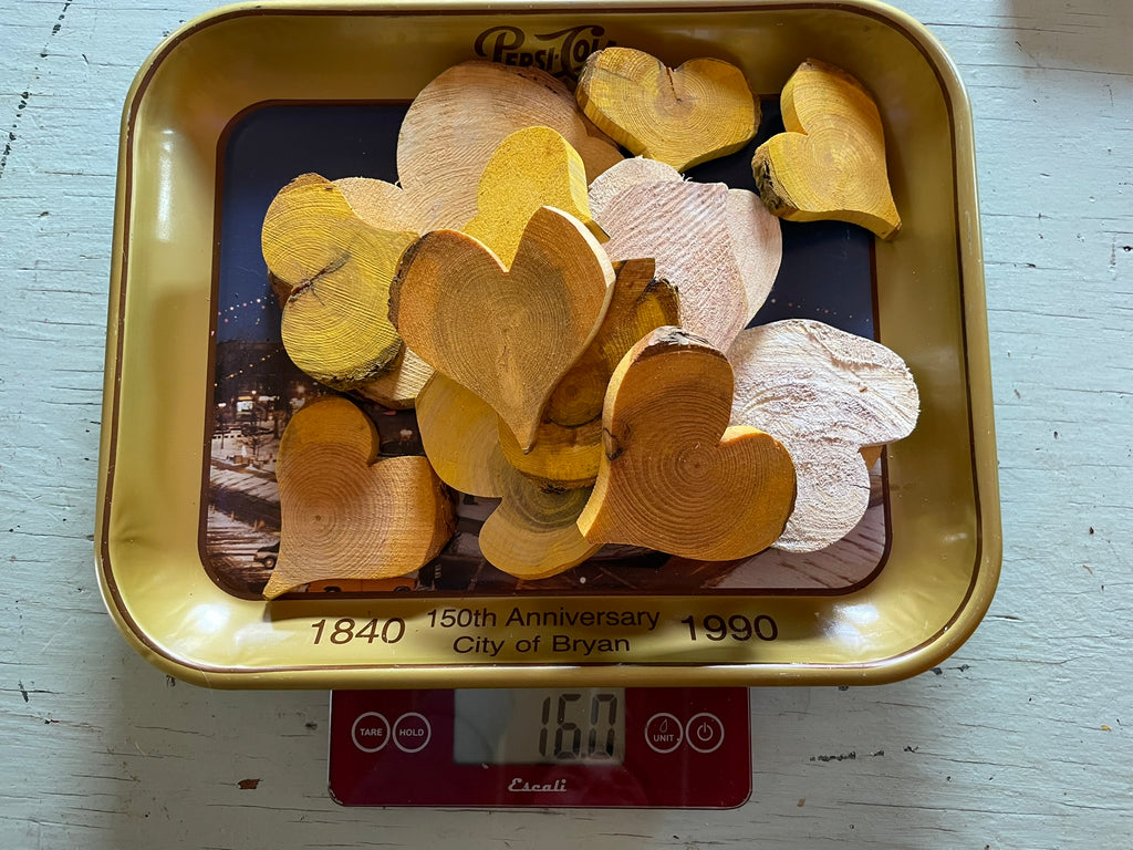 1 lb Bulk Hand-Cut Wooden Hearts – Choose Your Color!