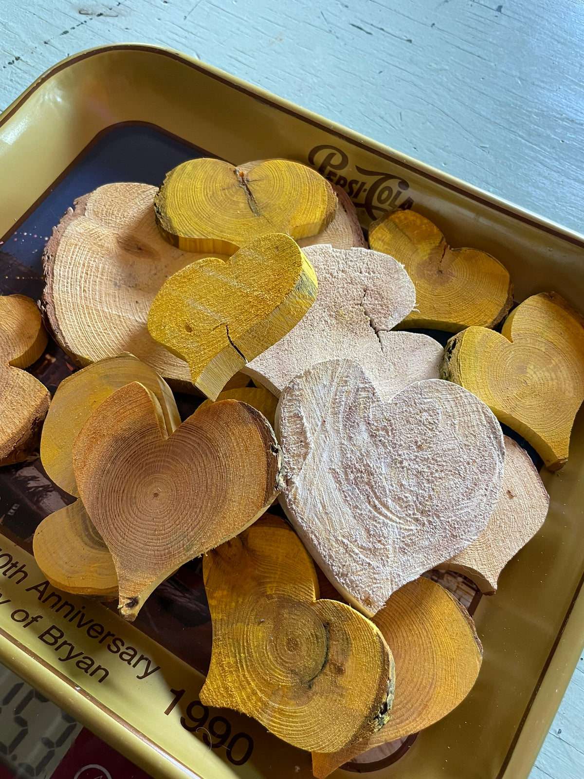 1 lb Bulk Hand-Cut Wooden Hearts – Choose Your Color!