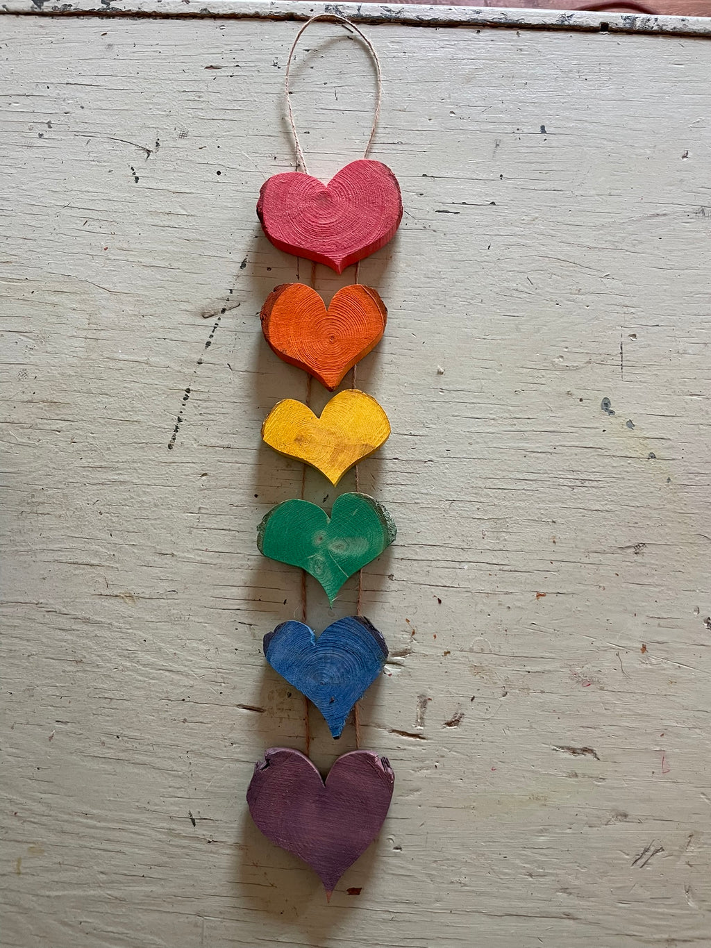 Handmade Rustic Wooden Heart Garland – Valentine's Day, Pride and Year-Round Decor