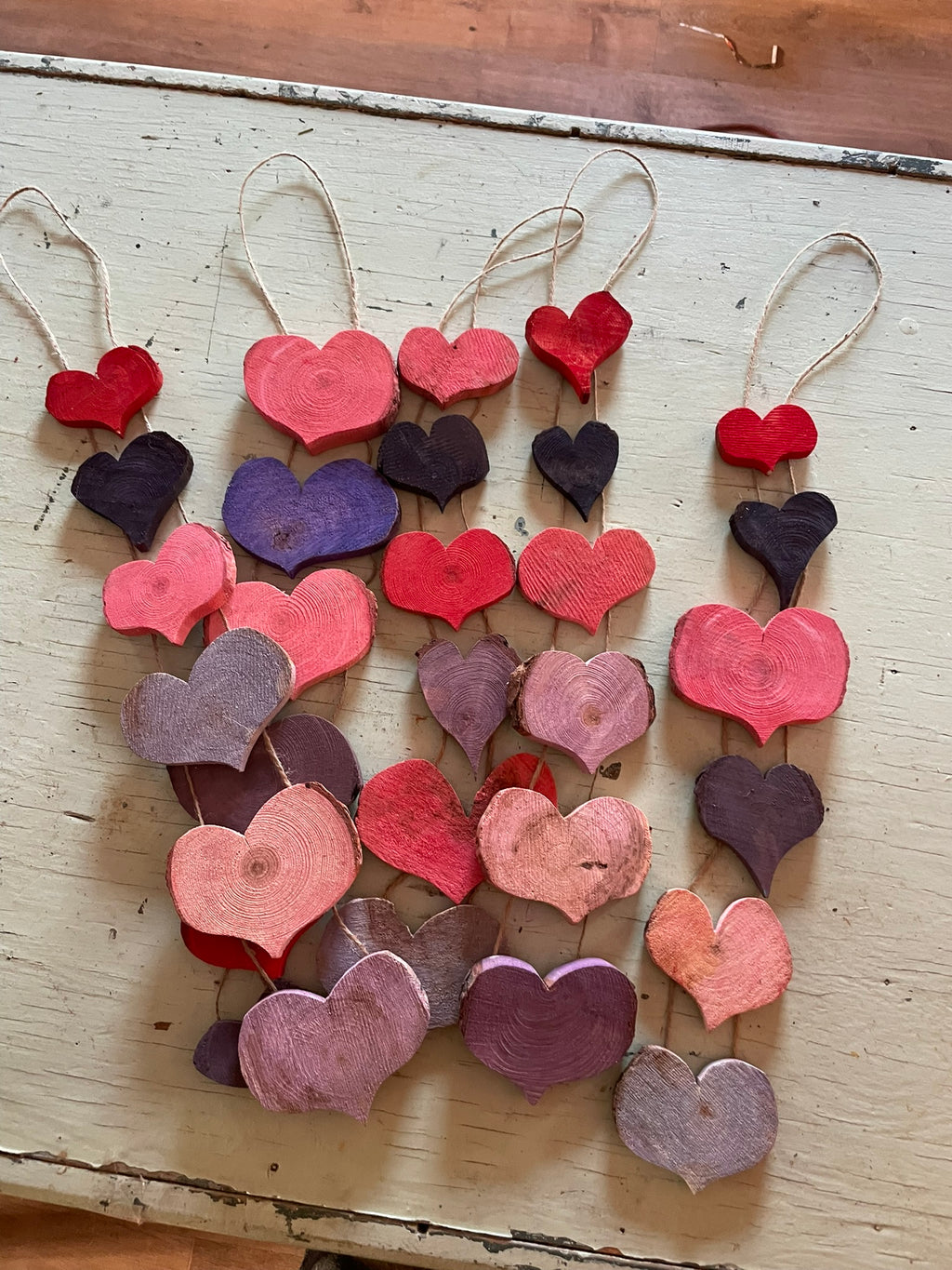 Handmade Rustic Wooden Heart Garland – Valentine's Day, Pride and Year-Round Decor