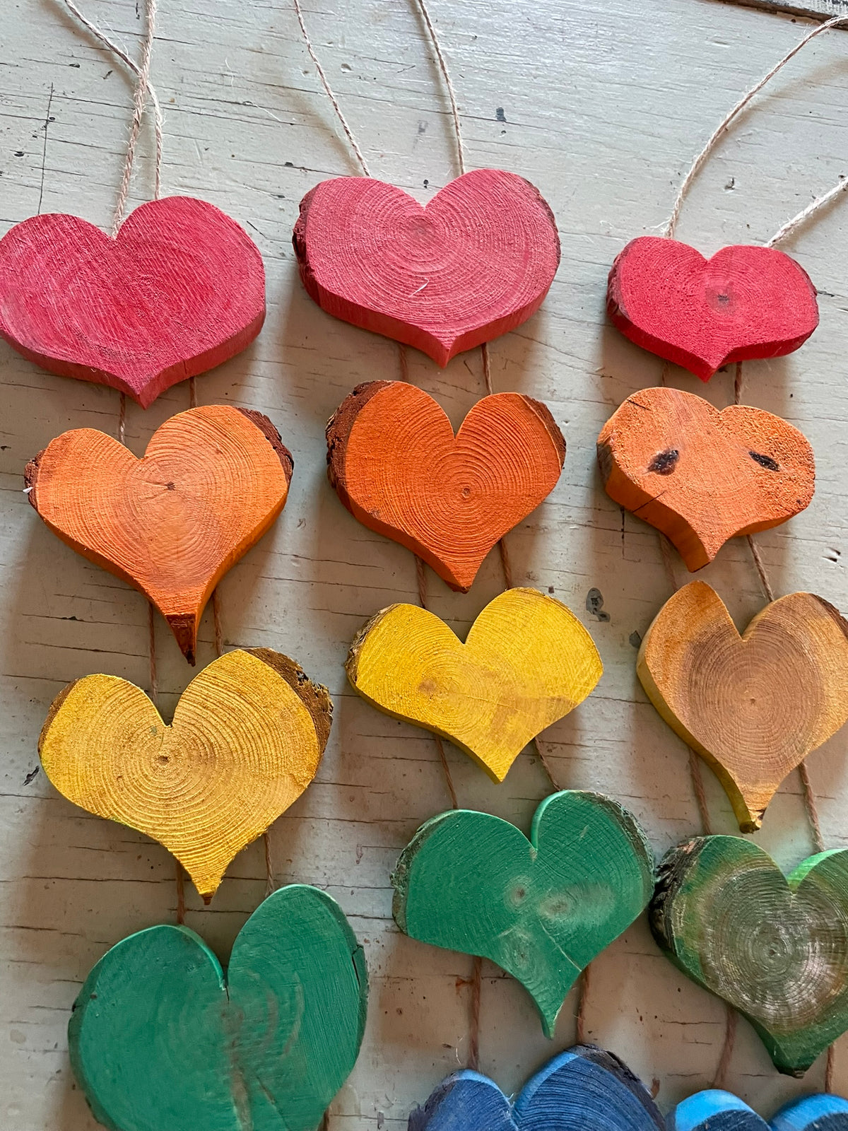 Handmade Rustic Wooden Heart Garland – Valentine's Day, Pride and Year-Round Decor