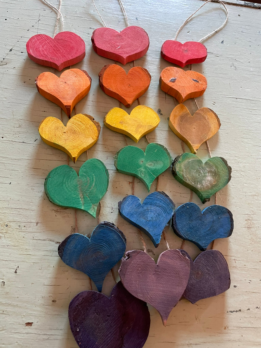 Handmade Rustic Wooden Heart Garland – Valentine's Day, Pride and Year-Round Decor