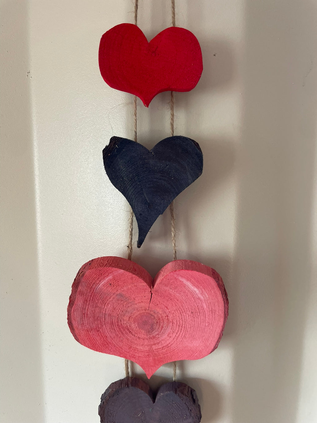 Handmade Rustic Wooden Heart Garland – Valentine's Day, Pride and Year-Round Decor