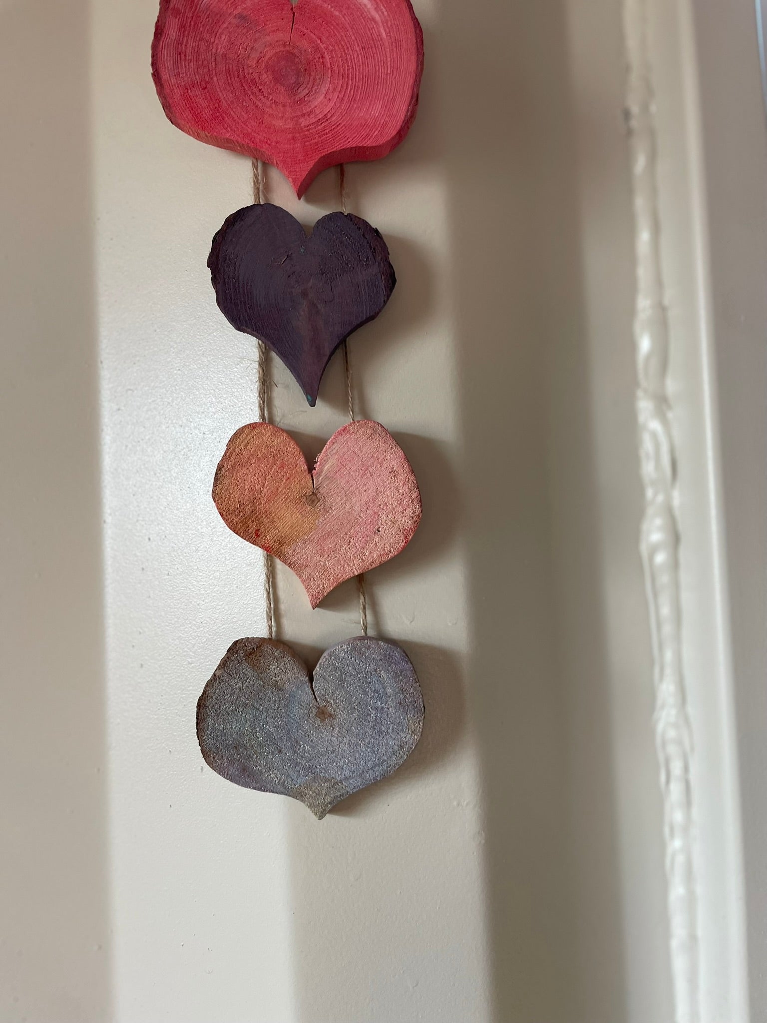 Handmade Rustic Wooden Heart Garland – Valentine's Day, Pride and Year-Round Decor