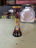 Vintage Amethyst Glass Hand Painted Vase