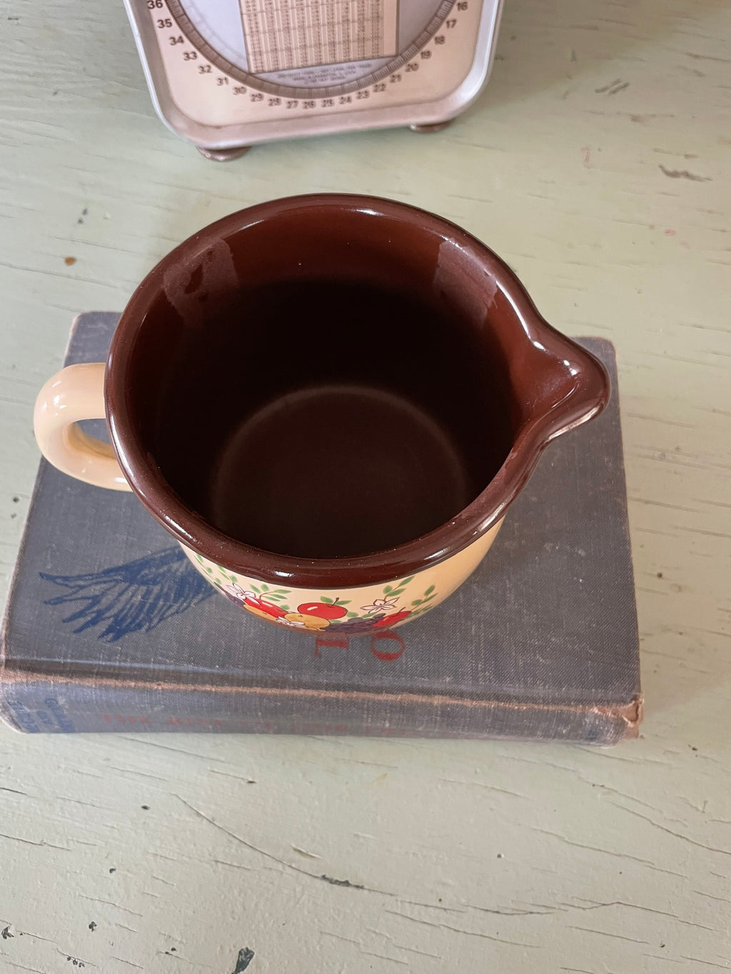 Vintage Enamelware Fruit Basket Pitcher