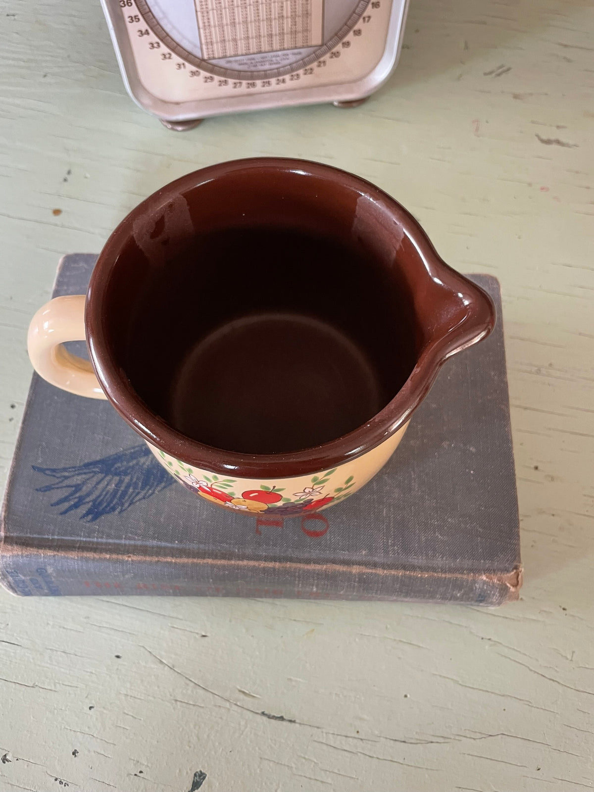Vintage Enamelware Fruit Basket Pitcher