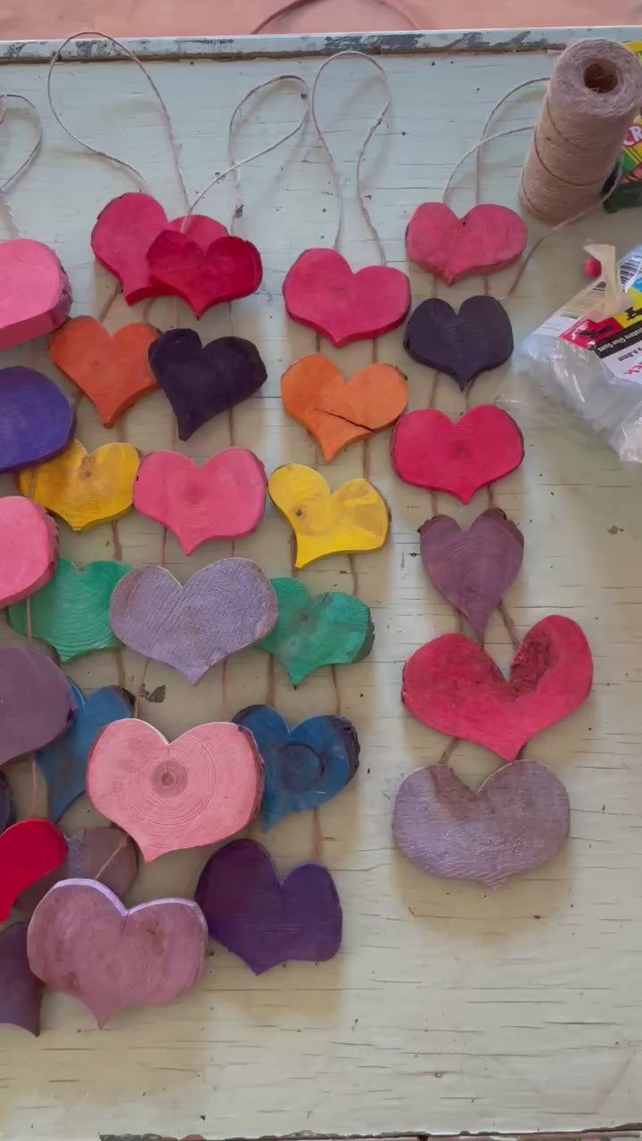 Handmade Rustic Wooden Heart Garland – Valentine's Day, Pride and Year-Round Decor