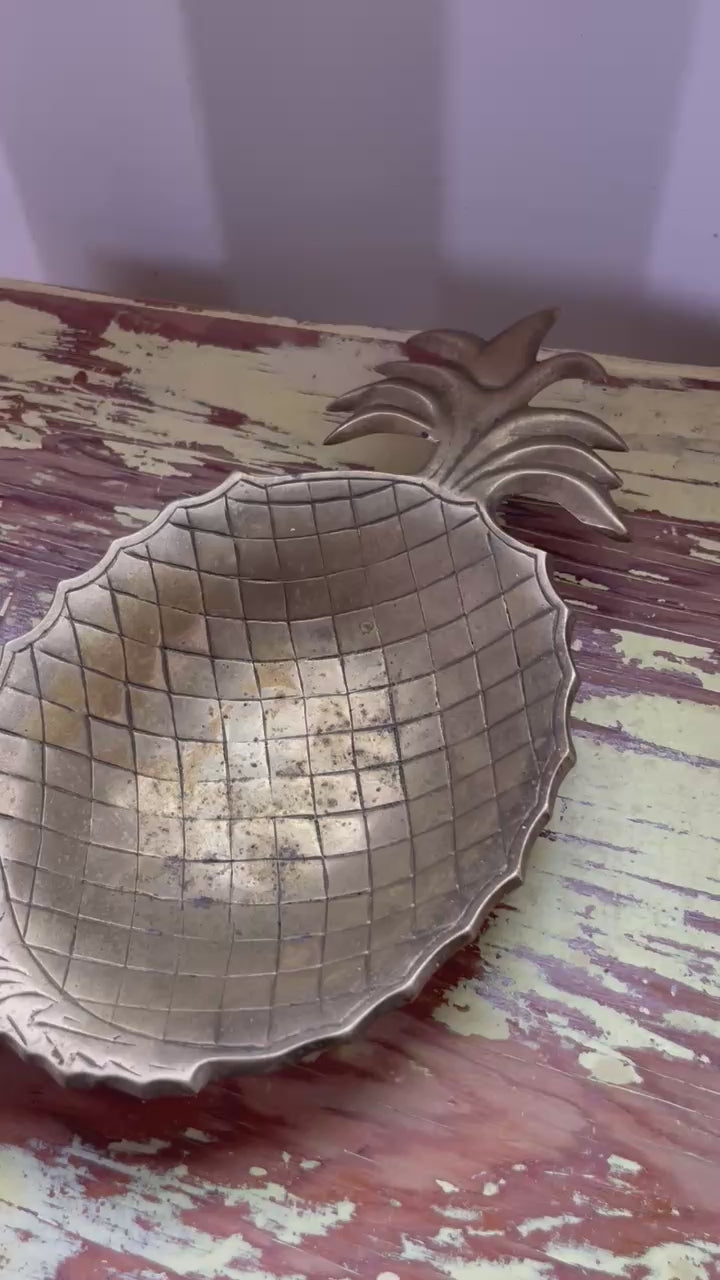 Vintage Solid Brass Pineapple Tray – Handmade in India