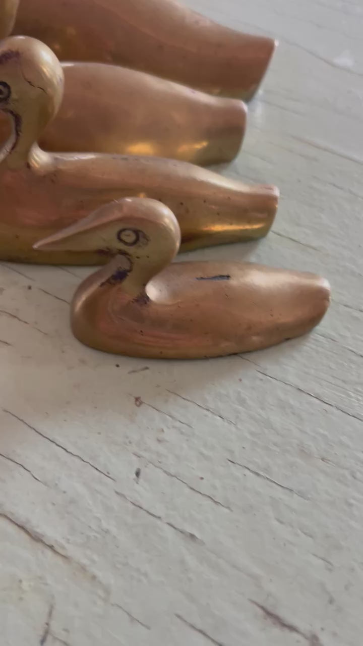 Vintage Brass Duck Family – Set of 4 Graduated Figurines