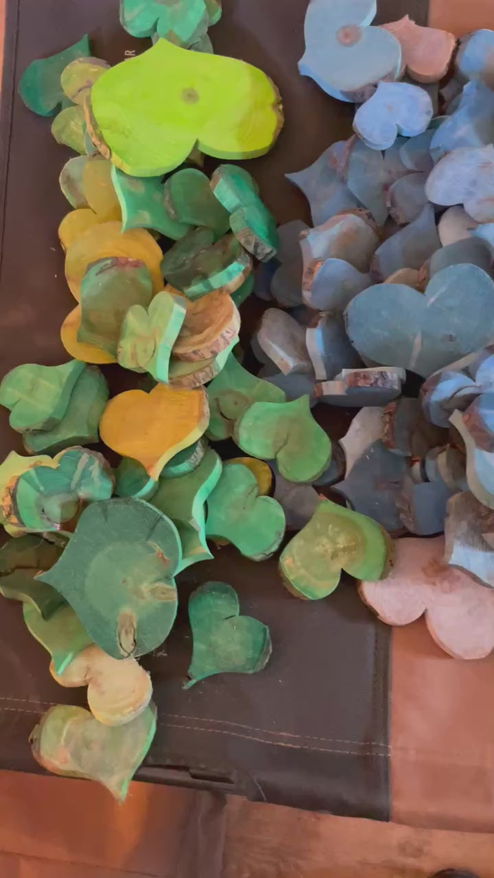 1 lb Bulk Hand-Cut Wooden Hearts – Choose Your Color!